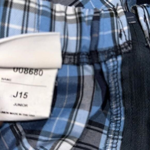 Dennis Blue Plaid Junior Skirt Elastic Waist 100% Polyester Size J15 - Picture 4 of 8